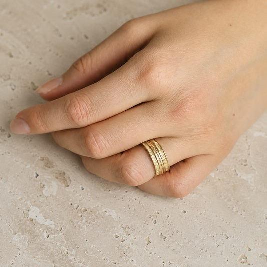 Textured Horizon Band Ring