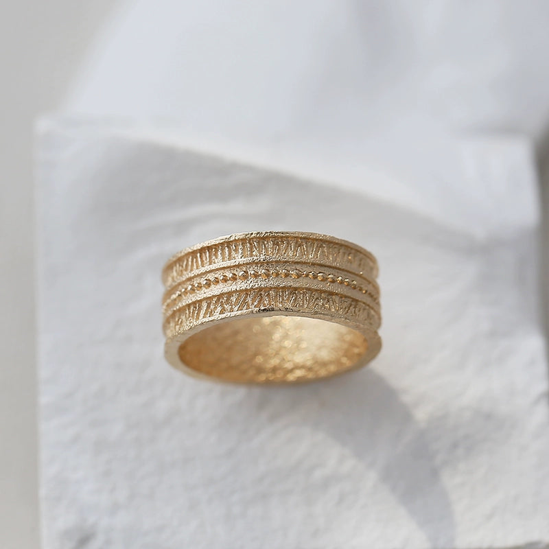 Textured Horizon Band Ring